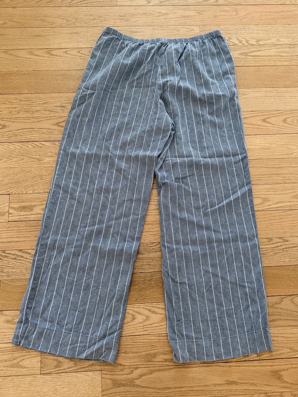 A new Day Blue Pinstripe Wide-Leg Casual Pants Linen Large - Picture 5 of 5